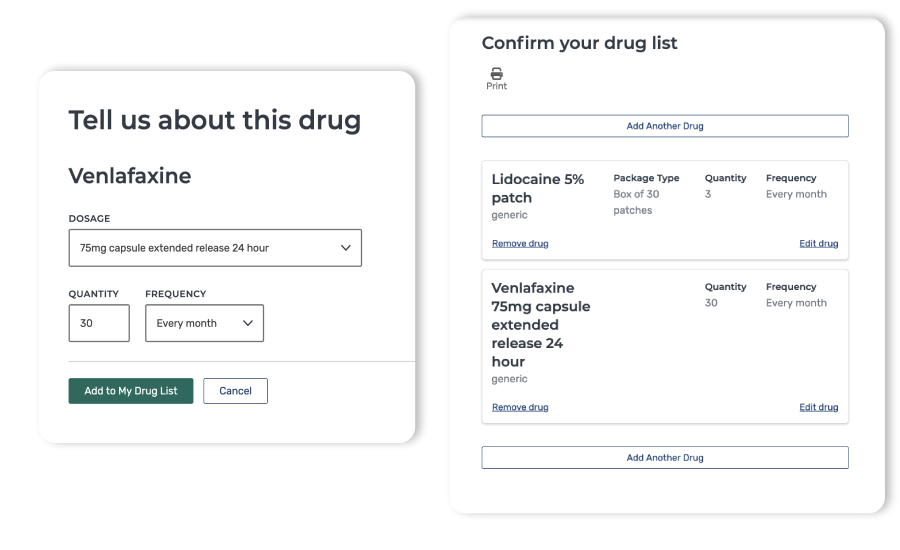 Creating a simple step process to add medications.